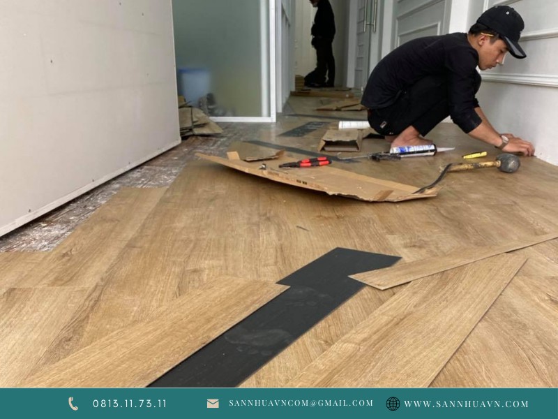 Sàn nhựa vân giả gỗ spc - Sàn nhựa hèm khóa Hàn Quốc 6mm 2 Dịch vụ thi công sàn nhựa vân giả gỗ spc, ưu điểm sàn nhựa spc,