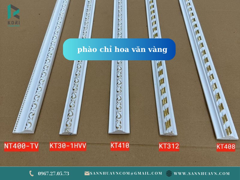 Phào nẹp trang trí - Mẫu phào nẹp sàn gỗ nhu 2 phào chỉ khung tranh hoa văn vàng