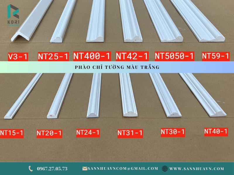 Phào nẹp trang trí - Mẫu phào nẹp sàn gỗ nhu 3 phào chỉ tường nhựa ps