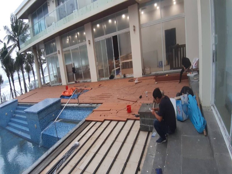 hướng dẫn thi công sàn ngoài trời, thi công sàn gỗ ngoài trời tphcm, cách thi công sàn gỗ ngoài trời,