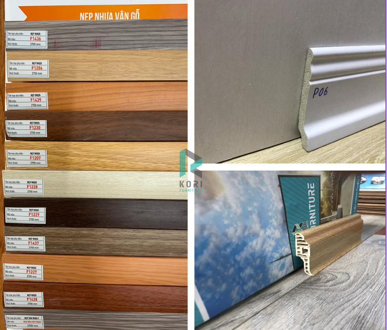 Phào chân tường nhựa giả gỗ pvc - 5 bước thi công phào chân tường 3 mẫu phào nẹp chân tường nhựa, phào nẹp trang trí,