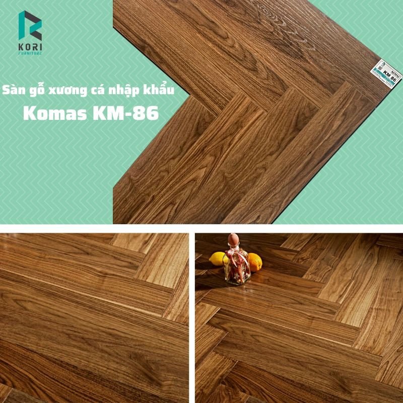 Sàn Gỗ Xương Cá Komas KM86 1 báo giá sàn gỗ xương cá komas km86, thi công sàn gỗ xương cá komas,