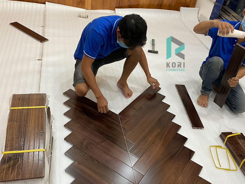 thi công sàn gỗ xương cá, báo giá thi công sàn gỗ xương cá,