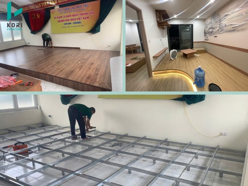 ốp bục gỗ công nghiệp giá rẻ, thi công ốp bục gỗ công nghiệp,