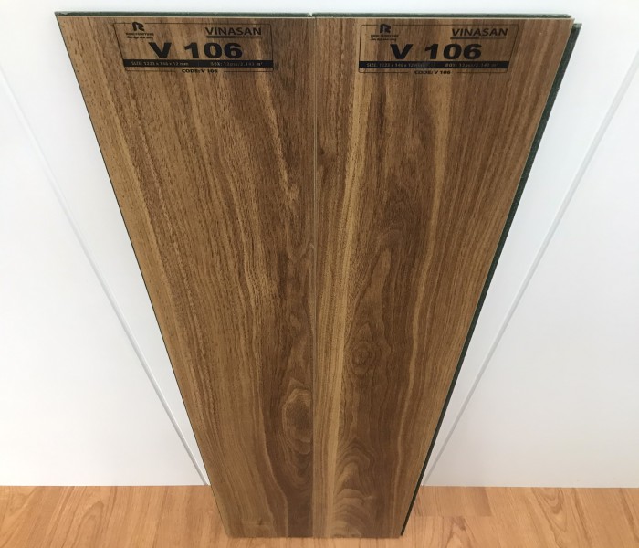 sàn gỗ vinasan v106 cốt xanh, báo giá sàn gỗ vinasan v106, sàn gỗ thái lan 12mm,