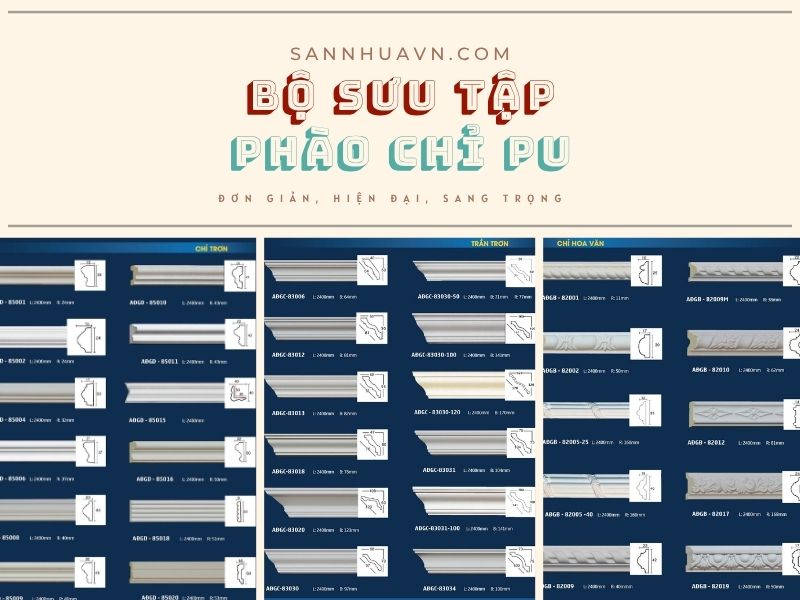 mẫu phào chỉ nhựa ốp tường pu