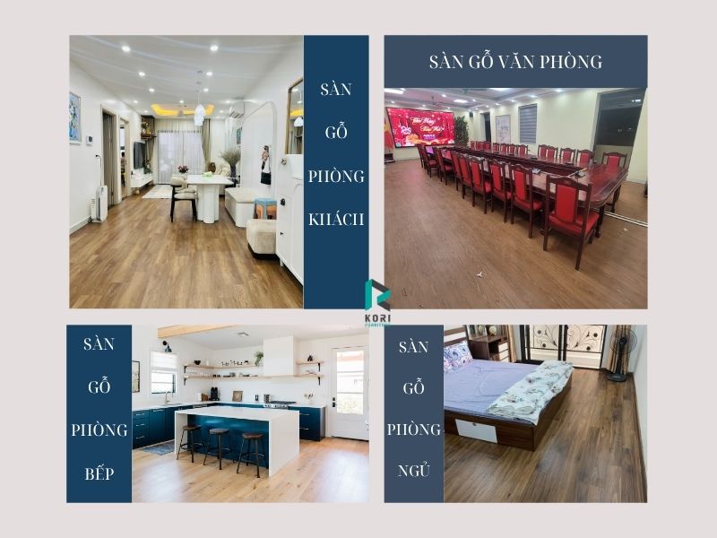 lắp đặt sàn gỗ cốt nâu cho từng khu vực