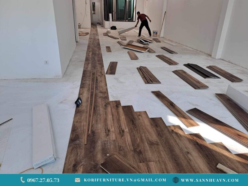 sàn nhựa giả gỗ màu óc chó