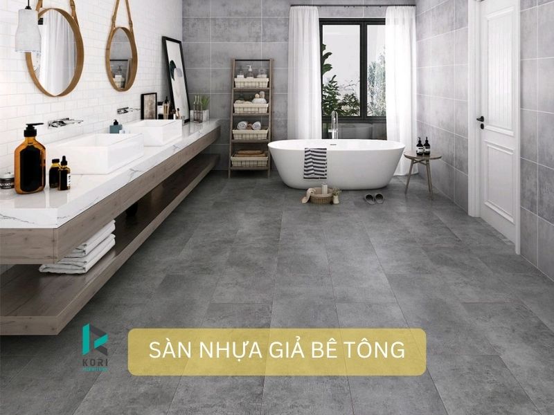 thi công sàn nhựa giả đá dán keo