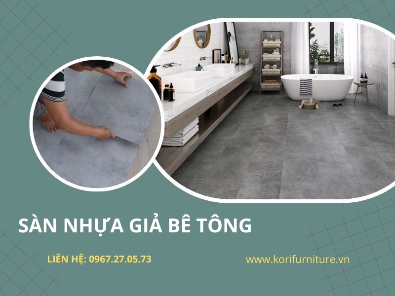 thi công sàn nhựa giả đá bóc dán