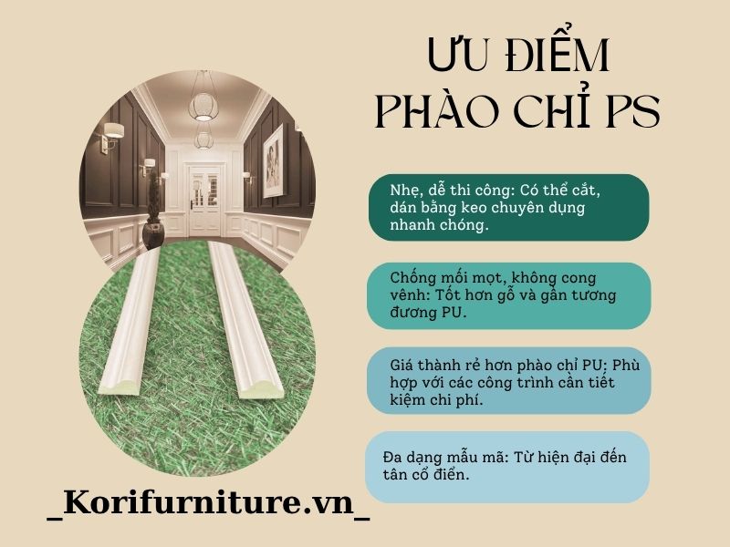 +3 Cách Phân Biệt Phào Chỉ PU và PS Chi Tiết Nhất 5 ưu điểm phào chỉ ps