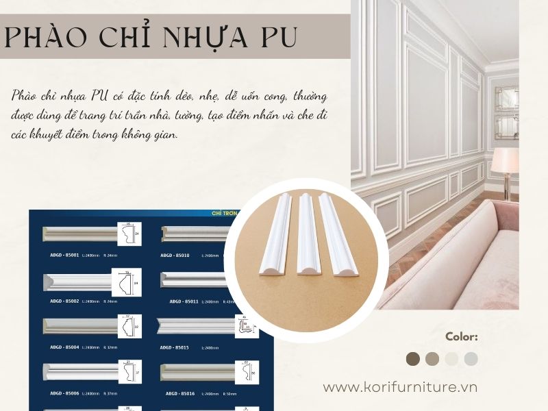 mẫu phào chỉ nhựa pu